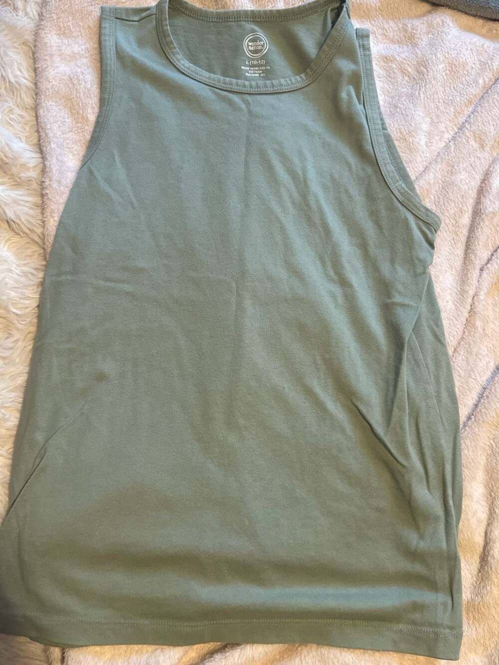 Wonder Nation Tank Top Size L (10-12) Green Cotton Crewneck Sleeveless